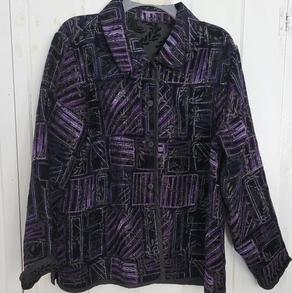 Coldwater Creek Reversible Jaquard Embroidered Jacket - Picture 1 of 11